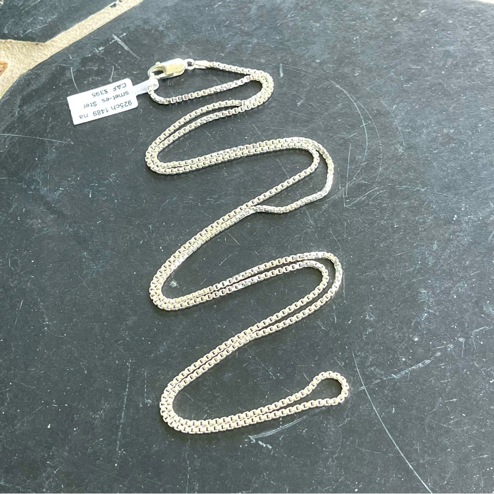 Unisex Sterling Silver 925 box link Chain Necklace 34”